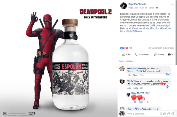 Rané hlášky z převzetí Deadpoola přiměly lidi mluvit a sdílet značku Espolòn.