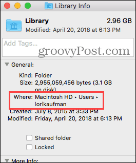 Umístění složky knihovny v systému Mac