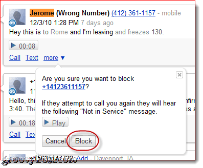 Blokovat hovory Google Voice