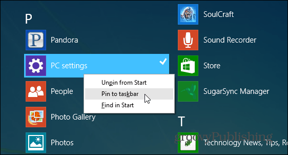 Windows 8.1 Tip: Připněte nastavení počítače na hlavní panel