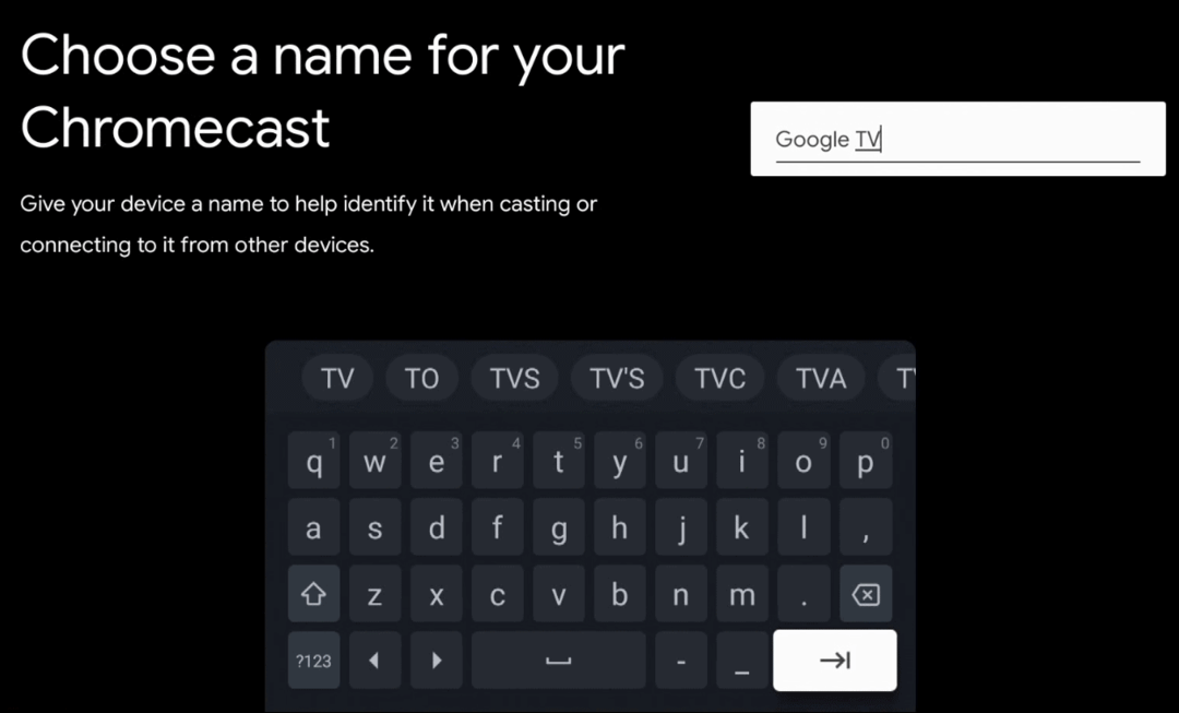 Zadejte název pro Google TV