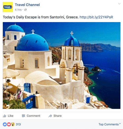 cestovní kanál facebook post