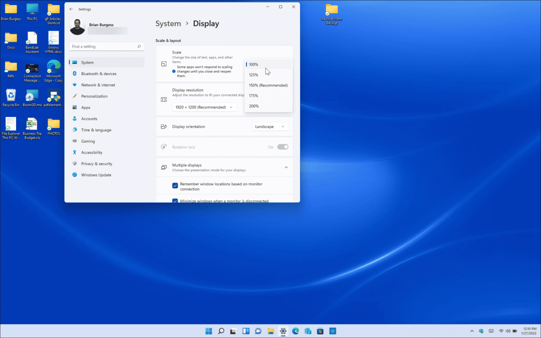 malá úprava nastavení měřítka zobrazení ve Windows 11