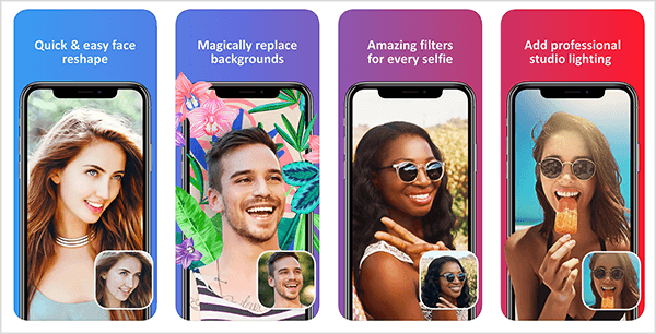 Facetune 2 je snadný způsob, jak opravit vaše selfie. Náhled iTunes App Store ukazuje, jak aplikace upravuje obličej, nahrazuje pozadí, filtruje barvu a opravuje problémy s osvětlením.