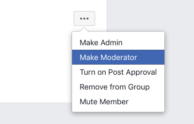 Jak zlepšit komunitu skupiny na Facebooku, možnost nabídky skupiny na Facebooku, aby se člen stal moderátorem 