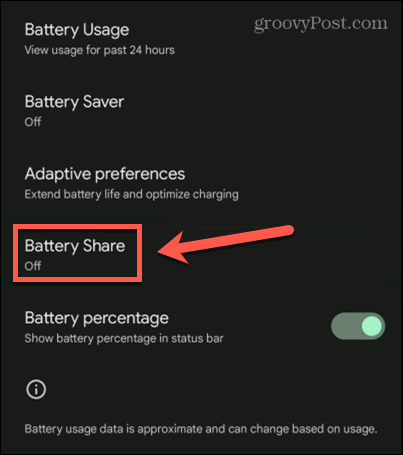 sdílení baterie Android