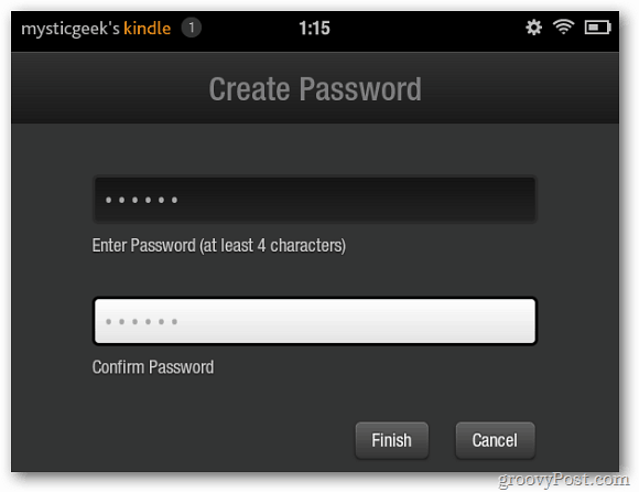 Kindle Fire Vytvořit heslo