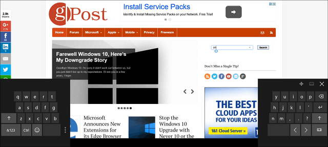 Windows 10 Tip: Rozdělte klávesnici na obrazovce v režimu tabletu
