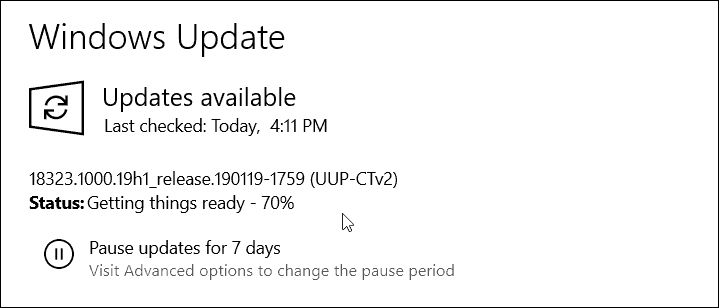 Windows 10 19H1 Sestavení 18323