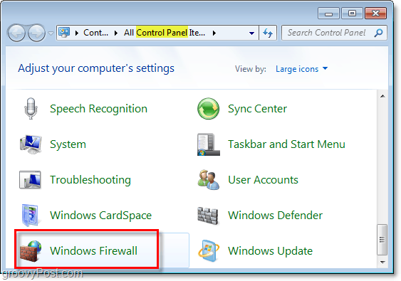 otevřete firewall systému Windows v systému Windows 7 z ovládacího panelu