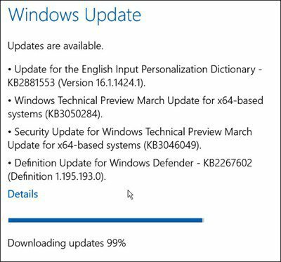 Aktualizace systému Windows 10