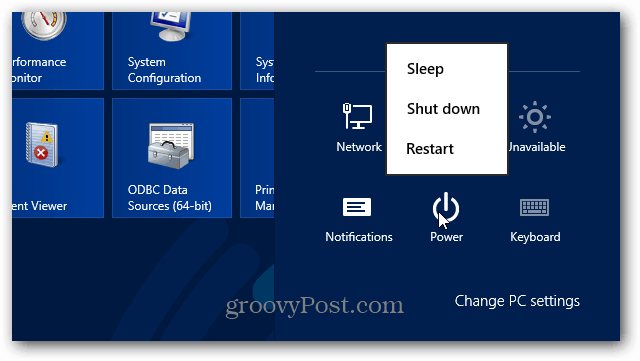 Tlačítko napájení Windows 8