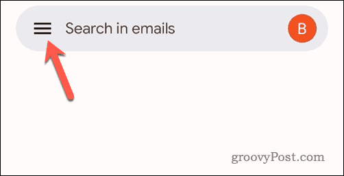 Klepněte na ikonu nabídky Gmail v mobilním Gmailu
