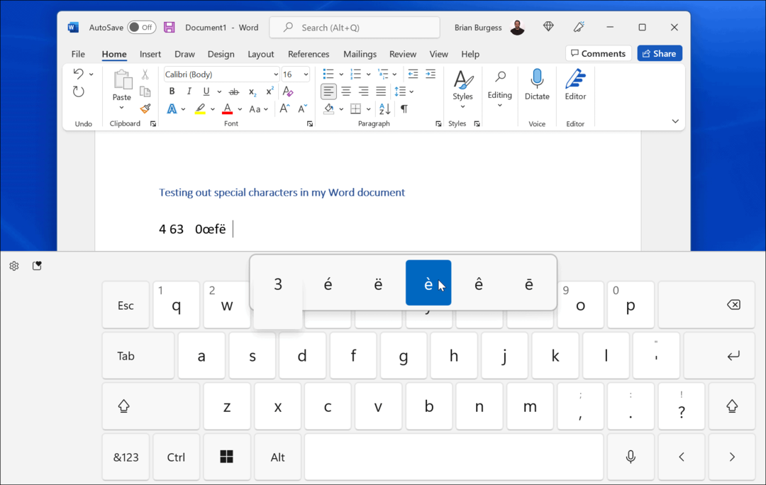 speciální dotykové klávesnice Windows 11