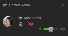 Řídicí panel aplikace kontrolní místnosti google + hangouty
