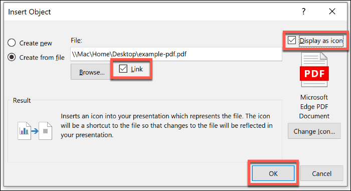 Vložení souboru PDF jako objektu v aplikaci PowerPoint