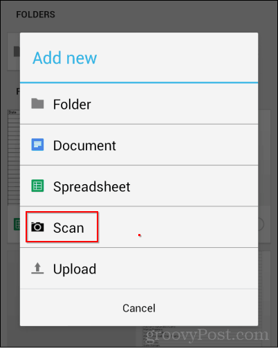 Google Drive Scan nové skenování