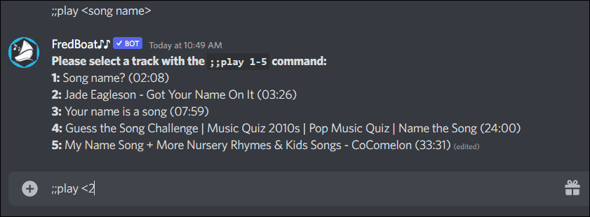 vybrat skladbu fredboat music bot discord