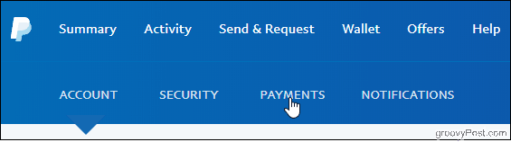 PayPal Klikněte na kartu Platby