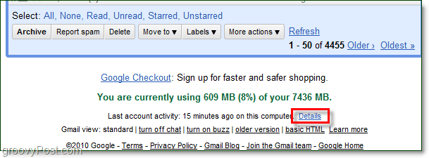 jak získat přístup k nedávným podrobnostem o gmail aktivitách