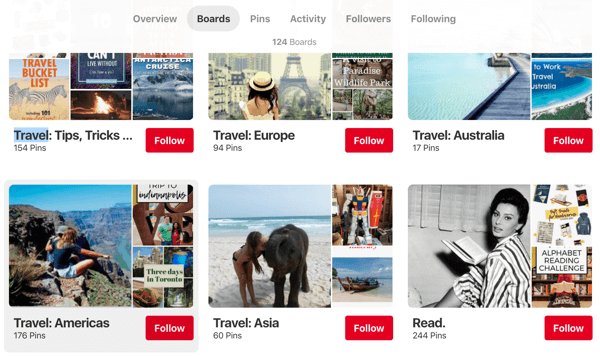 Tipy, jak zlepšit dosah Pinterestu, příklad 1, Cestovní rady Endless Bliss, Pinterest, organizuje regiony