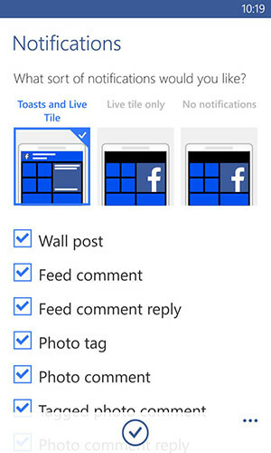 aplikace facebook pro možnosti oznámení systému Windows
