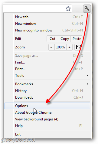 google chrome options