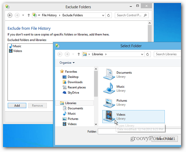 Konfigurace historie souborů systému Windows 8 pro obnovení odstraněných souborů