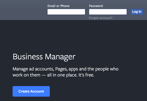 facebook obchodní manažer vytvořit účet