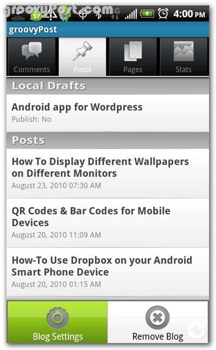 Wordpress na recenzi příspěvků Android - koncepty