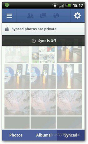 Synchronizace fotografií na Facebooku je vypnutá