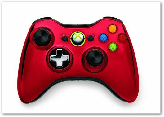 Chromový ovladač Xbox 360 červený