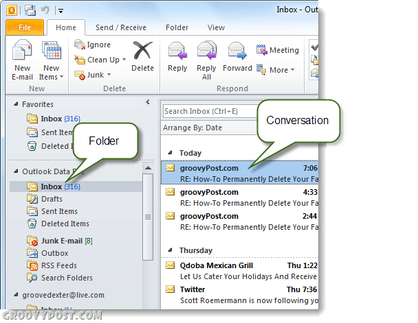 Outlook 2010 konverzace a složky