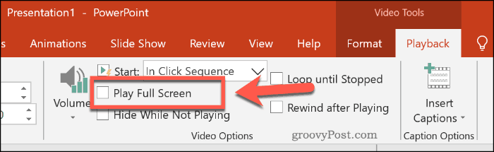 Nastavení videa pro přehrávání celé obrazovky v aplikaci PowerPoint