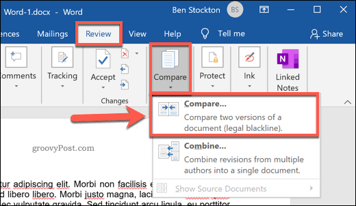 Porovnání dvou dokumentů Microsoft Word