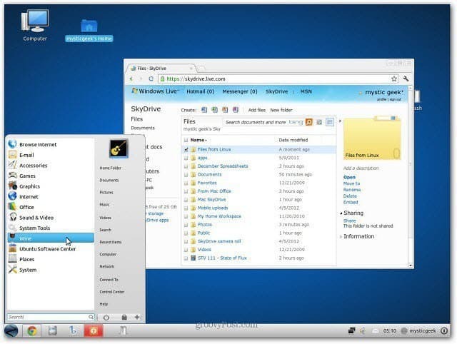 Webové uživatelské rozhraní systému Linux SkyDrive