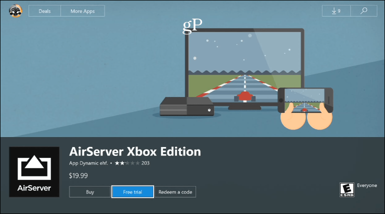 2 zkušební verze produktu AirServer Xbox Edition