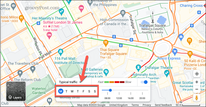 google maps typický dopravní den