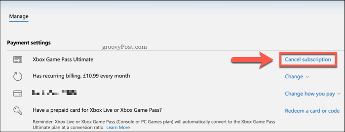 Zrušení předplatného Xbox