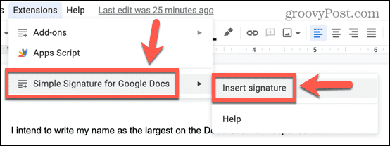 Dokumenty Google vkládají podpis z doplňku