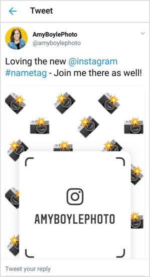 Propagujte svou jmenovku na Instagramu na sociálních kanálech, jako je Twitter.
