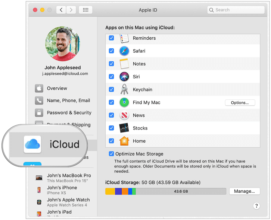 Klíčenka Mac iCloud