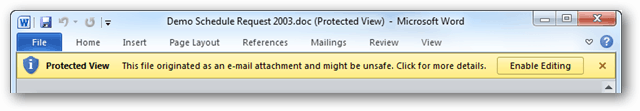 Zakázat chráněné zobrazení pro přílohy aplikace Outlook