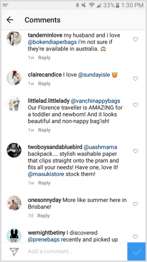 instagram tag podnikání v komentářích
