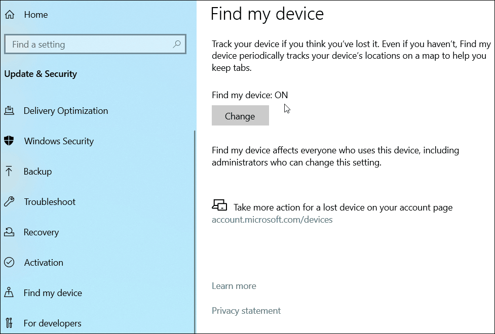 Vyhledejte zařízení Windows 10