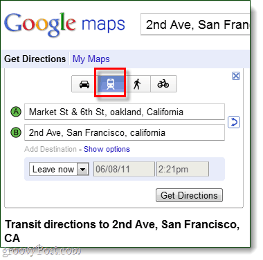 trasy v Mapách Google