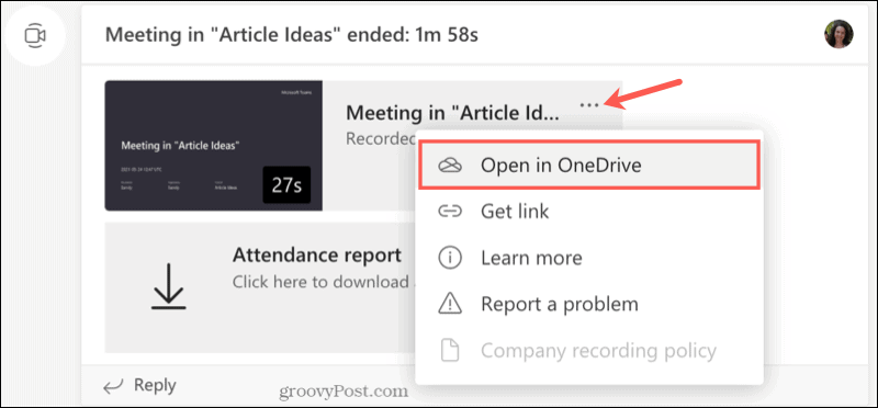 Nahrávání kanálů Otevřete na OneDrive