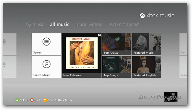 Procházet hudbu Xbox