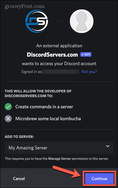 discord server pokračovat