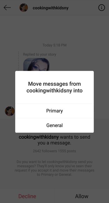 Instagram Creator Profile Direct Messages Inbox, Krok 2.